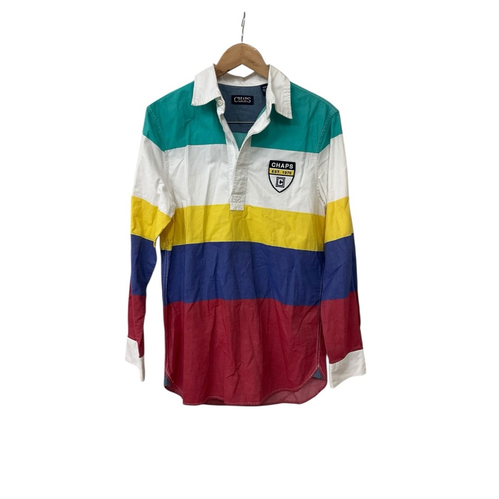 Chaps Men’s Rugby Polo Colorblock Long Sleeves Shirt S